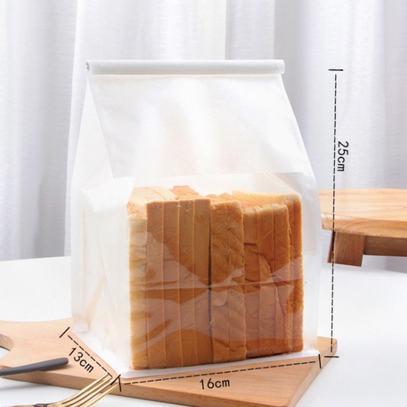Middle White Paper and Clear Window Bread Flat Bottom Pouch with Tin Tie