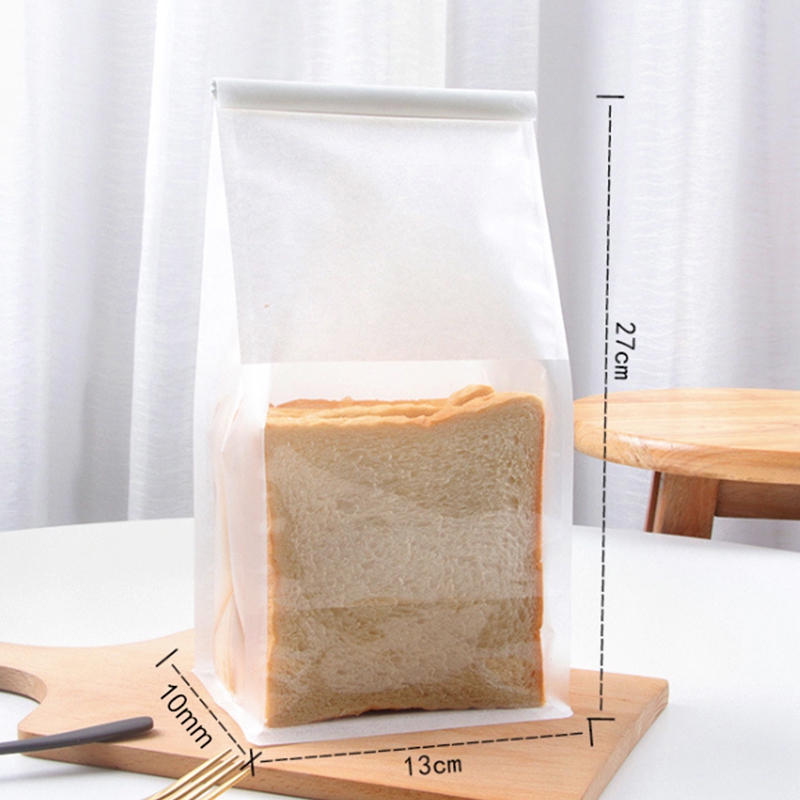 Small White Paper and Clear Window Bread Flat Bottom Pouch with Tin Tie