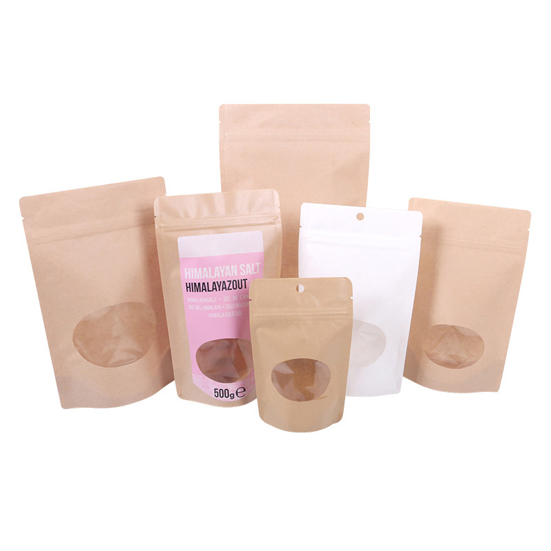 Eco-Friendly Kraft Paper SUP with Oval Window and Zipper