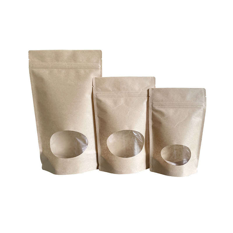 Eco-Friendly Kraft Paper SUP with Oval Window and Zipper