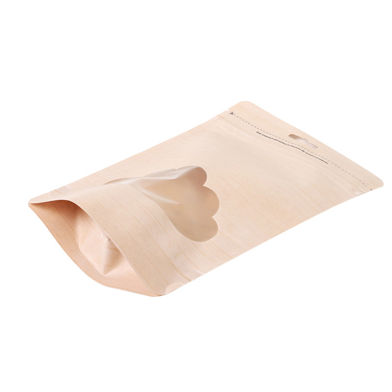Food Packaging Kraft Paper Pouch with Window and Zipper