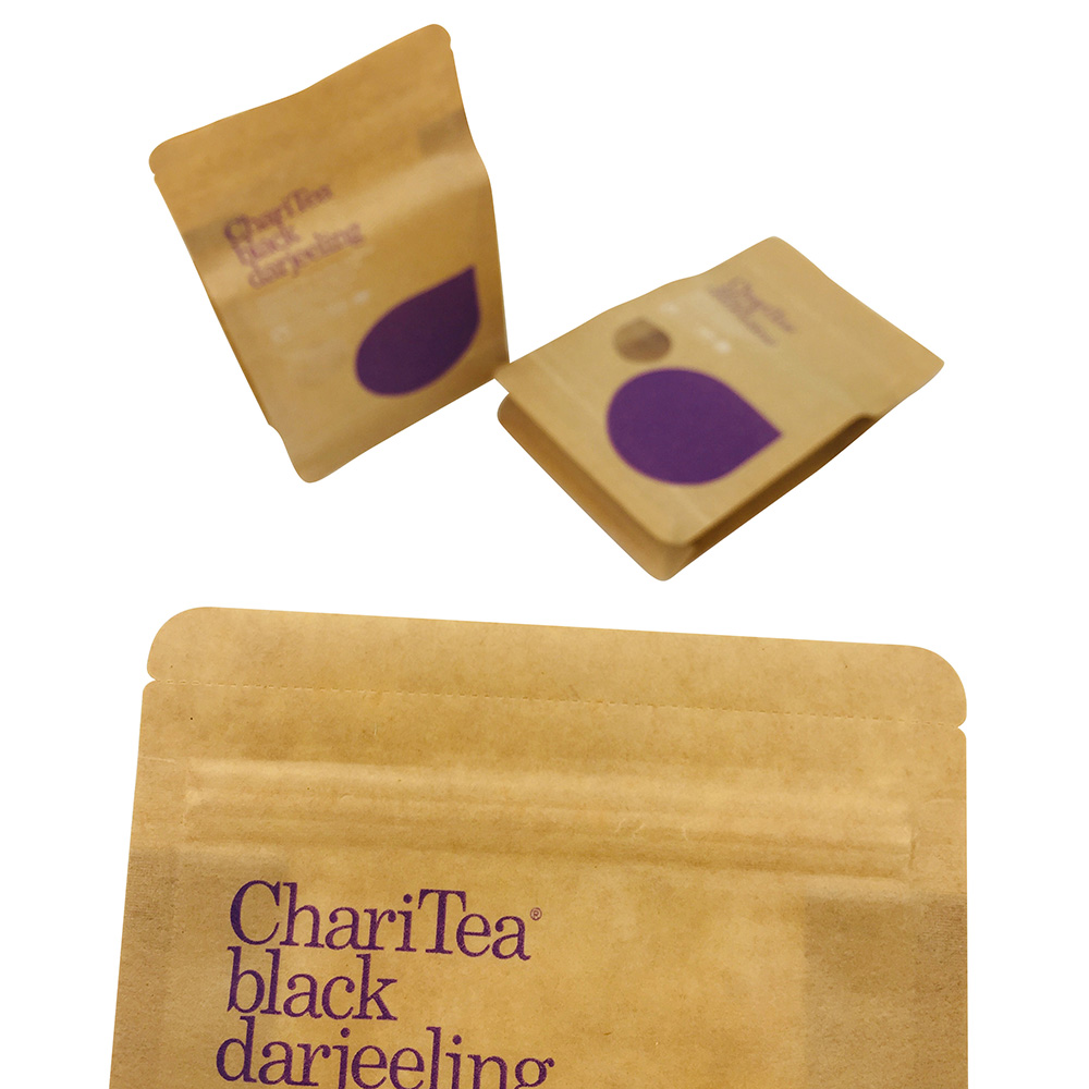 Flat Bottom Kraft Paper Pouch with Window and Zipper