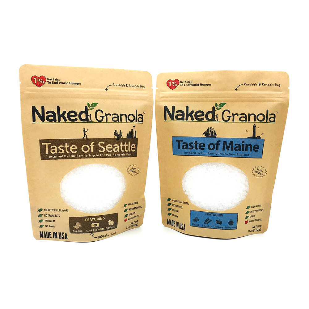 Stand Up Bottom Kraft Paper Pouch with Window and Zipper