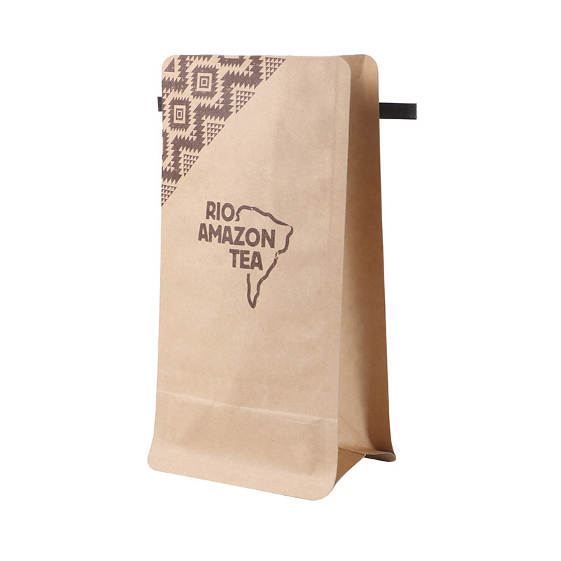 Brown Kraft Paper Flat Bottom Pouch with Zipper