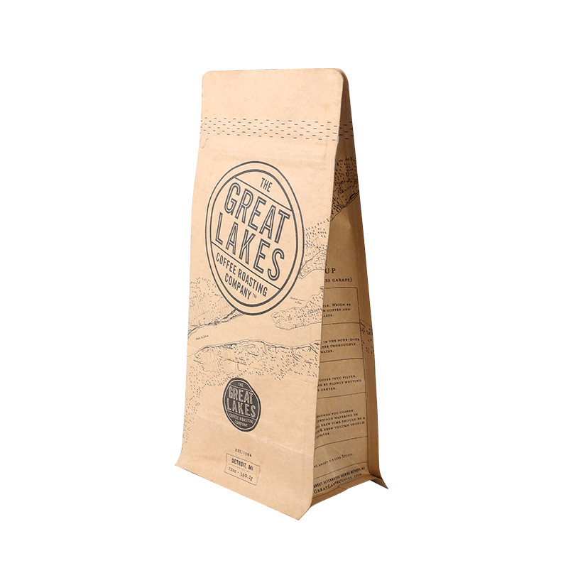 Brown Kraft Paper Flat Bottom Pouch with Zipper