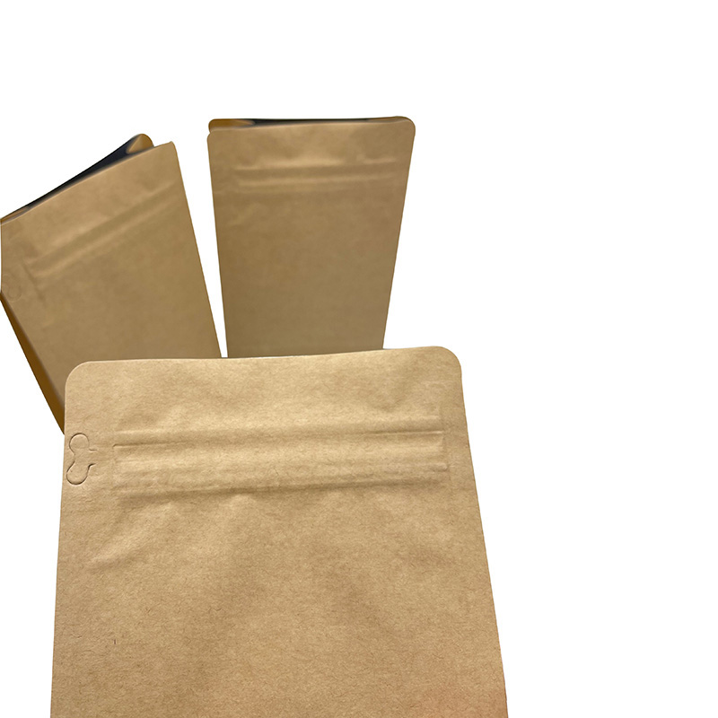 Flat Bottom Brown Kraft Paper Zipper Pouch