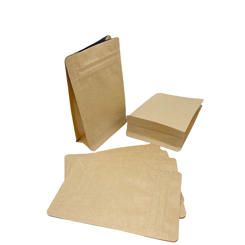 Flat Bottom Brown Kraft Paper Zipper Pouch