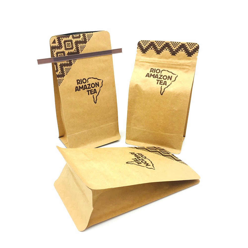 Flat Bottom Good Barrier Kraft Paper Valve Pouch