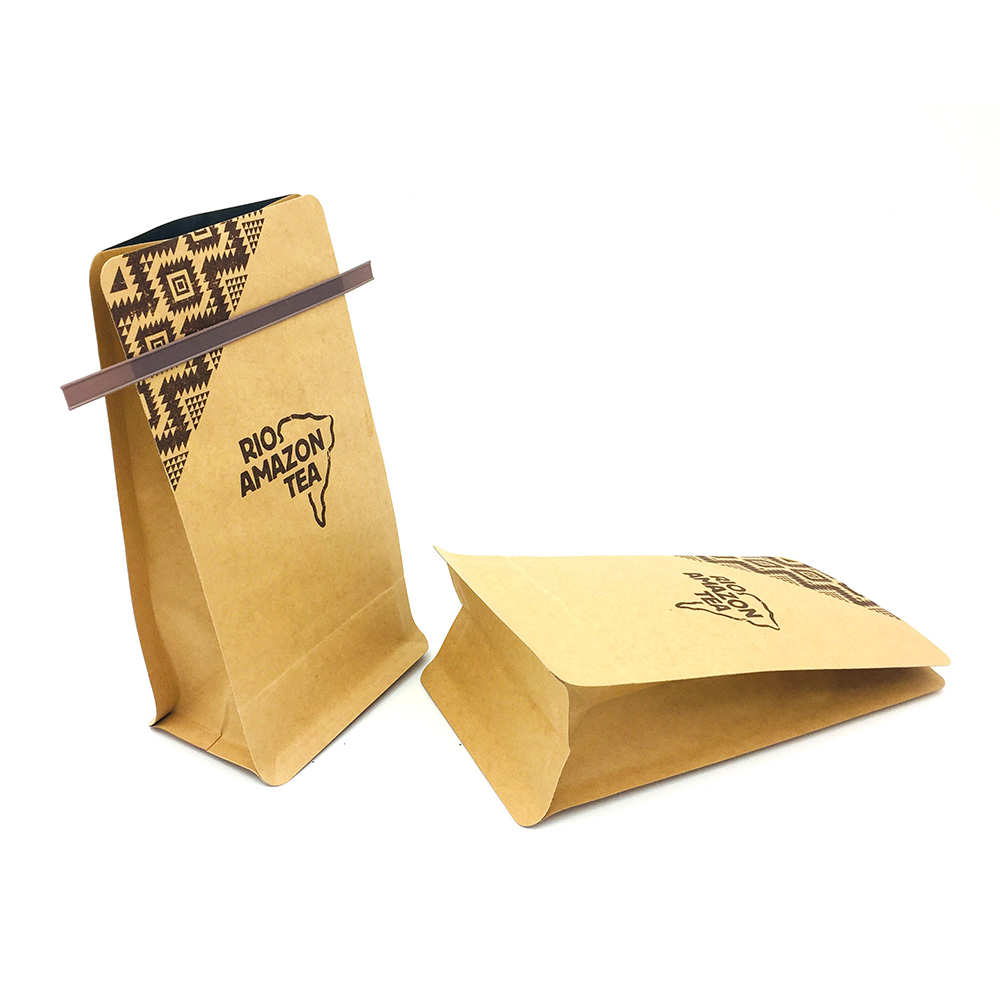 Flat Bottom Good Barrier Kraft Paper Valve Pouch