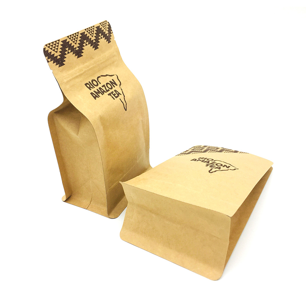 Flat Bottom Good Barrier Kraft Paper Valve Pouch