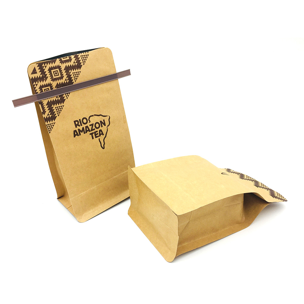 Flat Bottom Good Barrier Kraft Paper Valve Pouch