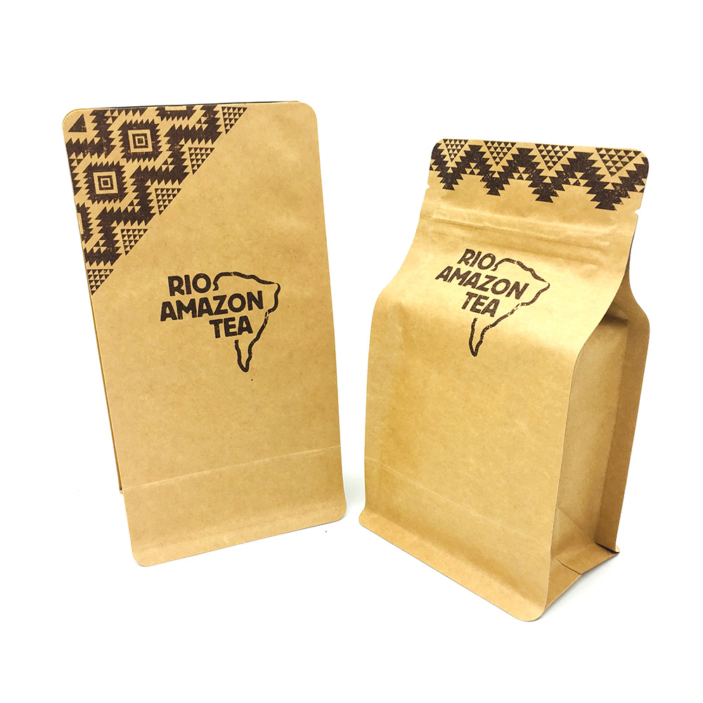 Flat Bottom Good Barrier Kraft Paper Valve Pouch