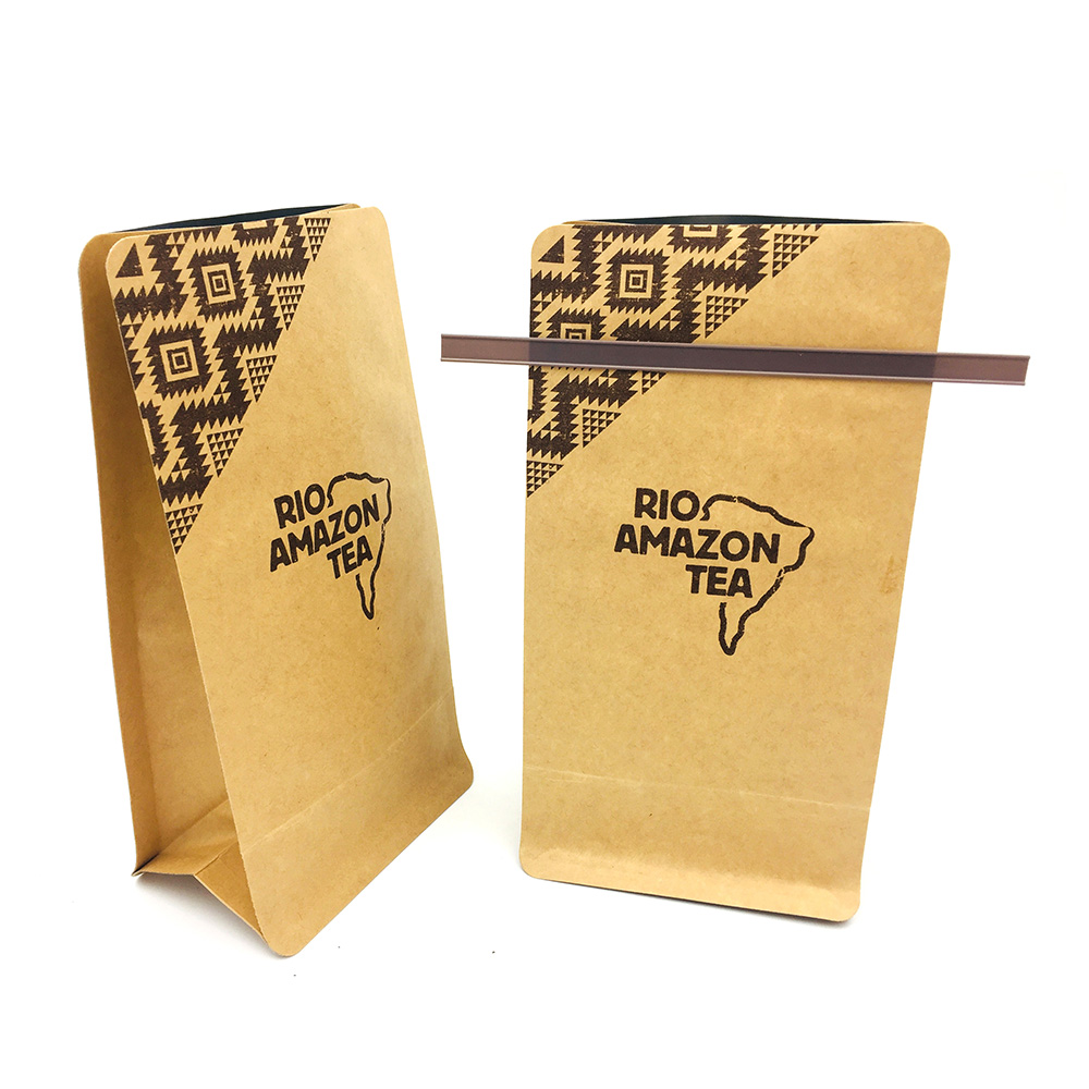 Flat Bottom Good Barrier Kraft Paper Valve Pouch