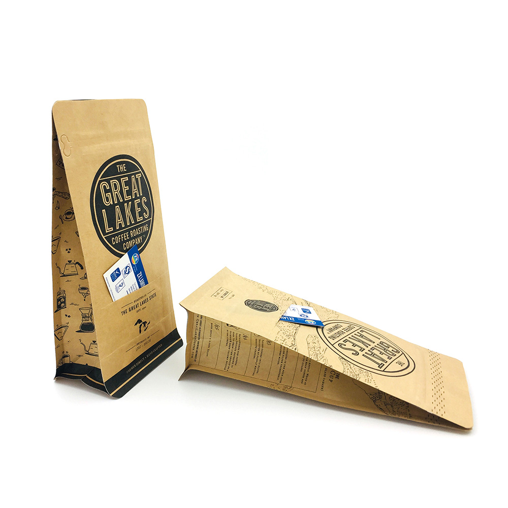 12oz Flat Bottom Brown Kraft Paper Pouch