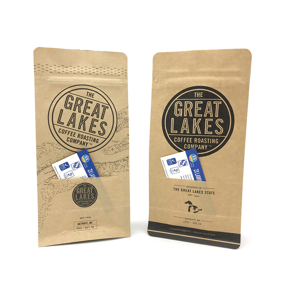 12oz Flat Bottom Brown Kraft Paper Pouch