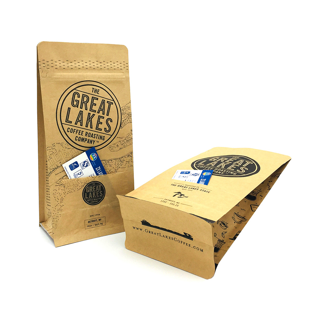 12oz Flat Bottom Brown Kraft Paper Pouch