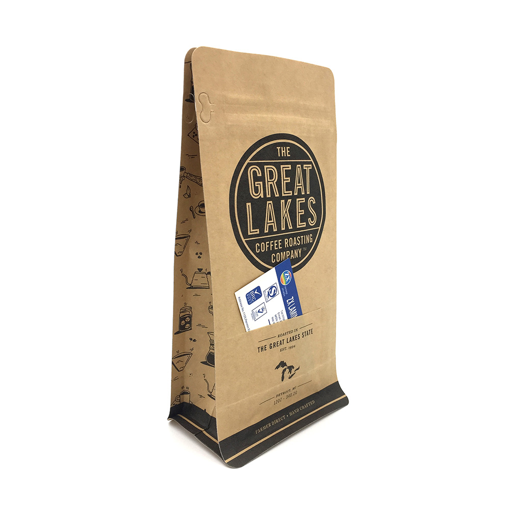 12oz Flat Bottom Brown Kraft Paper Pouch