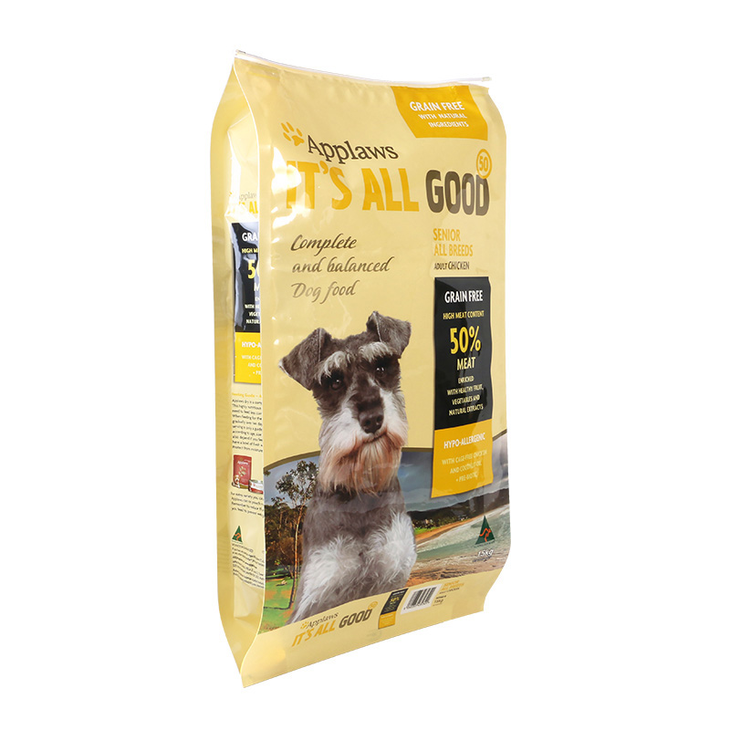 Custom 15kg Dog Food Packaging Quad Seal Pouch