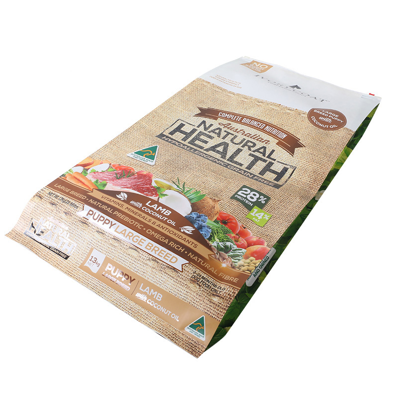 Custom Printed Pet Food Bags Slider Zipper Quad Seal Bag