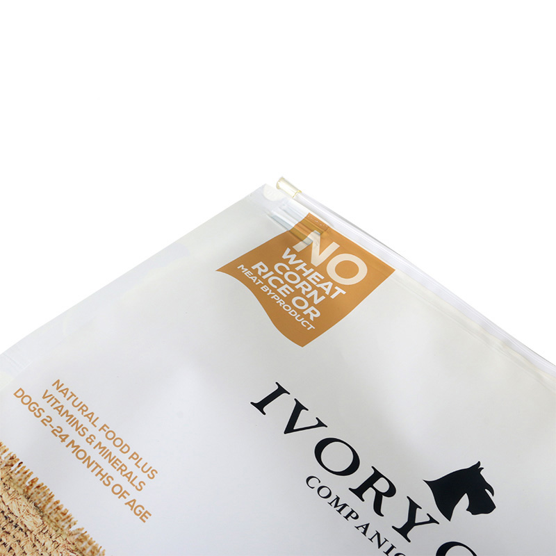 Custom Printed Pet Food Bags Slider Zipper Quad Seal Bag