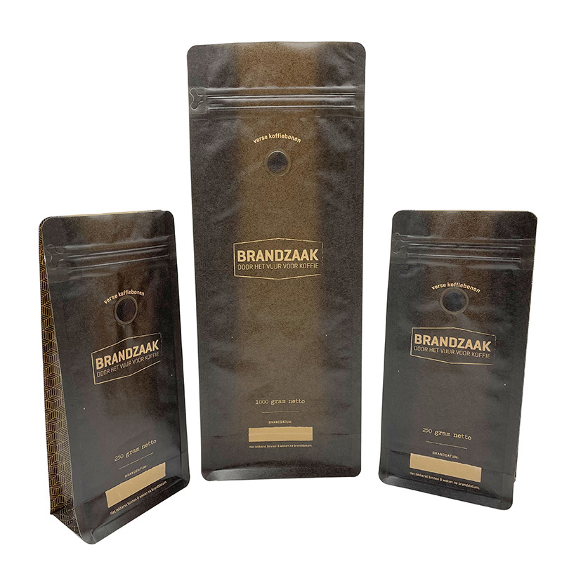 Zipper Flat Bottom Pouch  for Coffee Beans Packaging