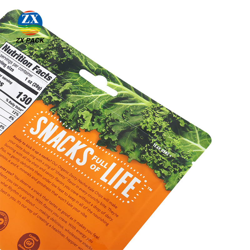 Composite Aluminum Foil Kale Chips Stand Up Bags