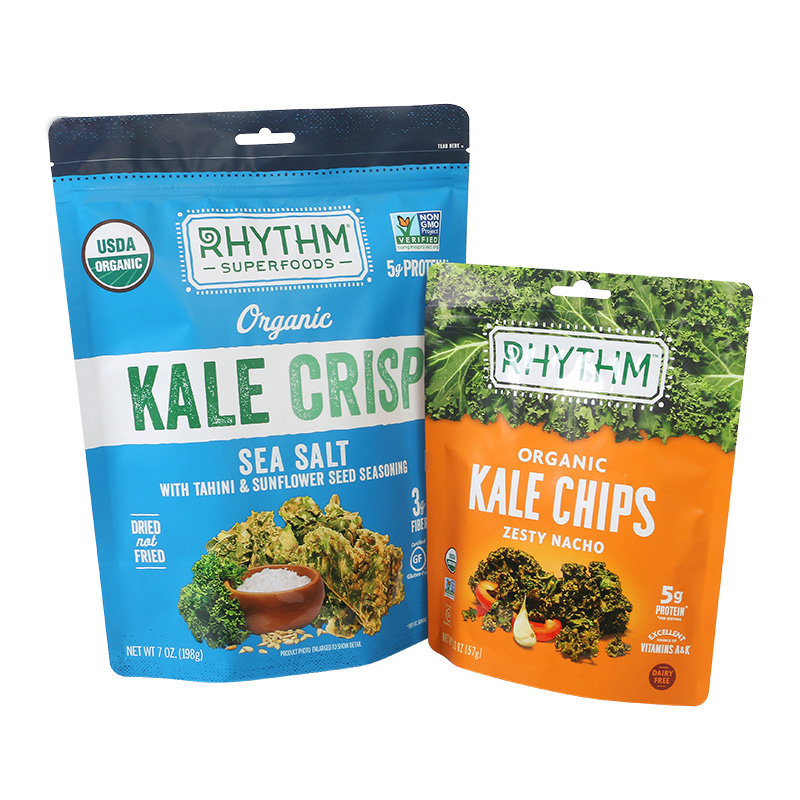 Composite Aluminum Foil Kale Chips Stand Up Bags