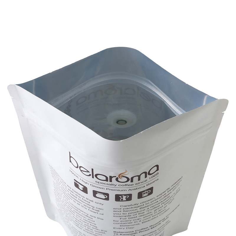 Coffee Stand Up bolsa de aluminio con válvula de cierre cremallera