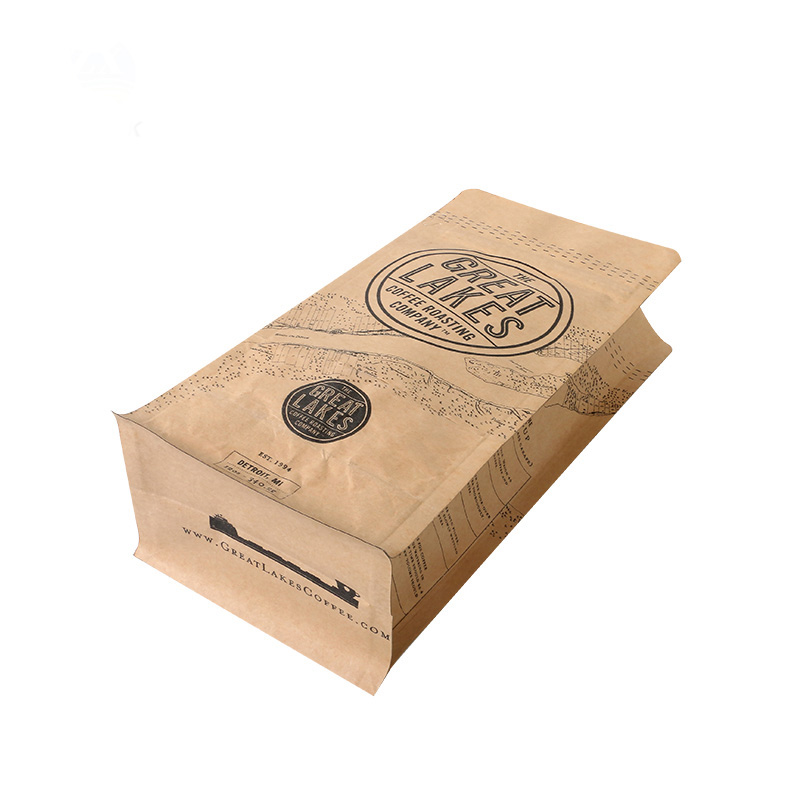 Aluminum Foil Flat Bottom Kraft Paper Coffee Bag