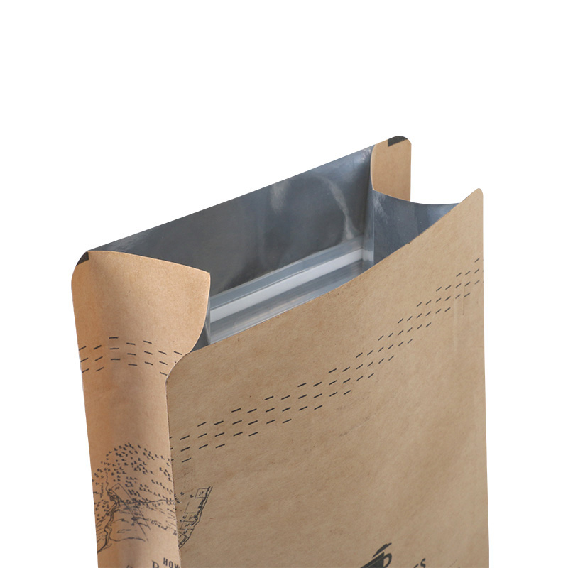 Aluminum Foil Flat Bottom Kraft Paper Coffee Bag