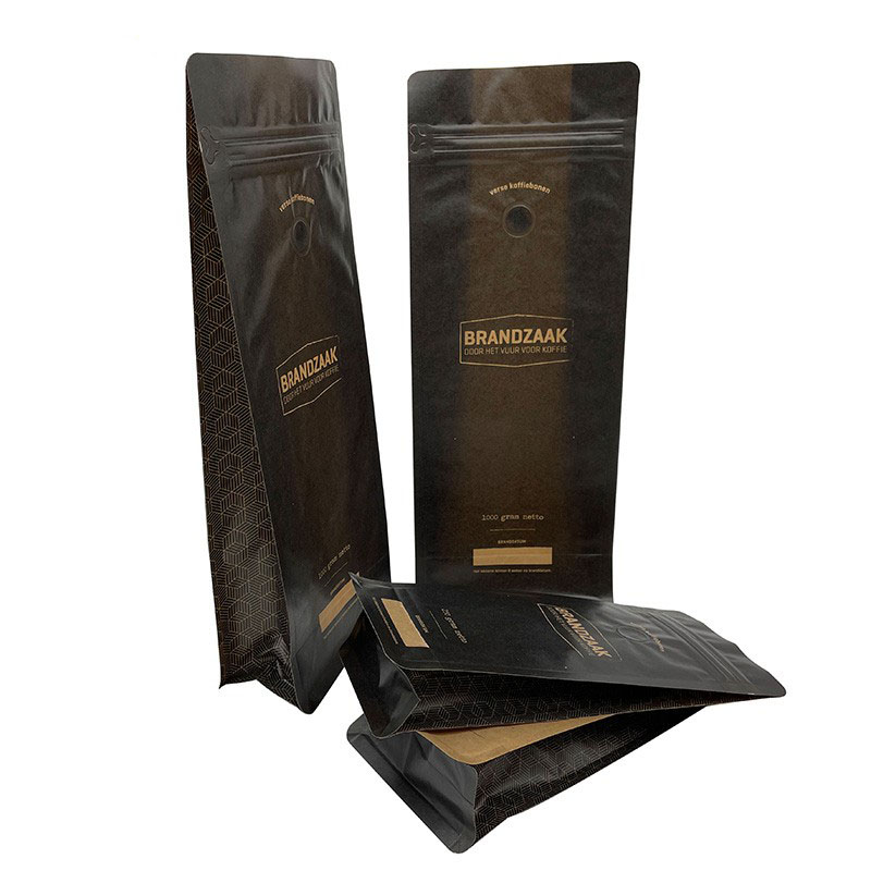 Flat Bottom Coffee Pouch with One Side Valve